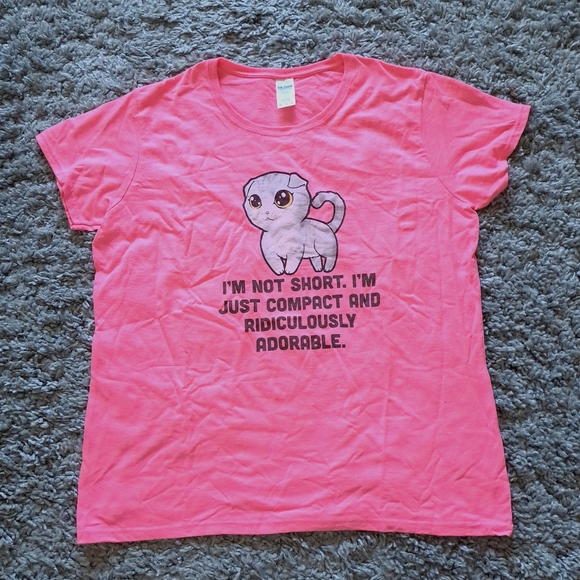 Gildan Tops - Gildan| Highlighter pink Scottish fold cat crew neck t shirt